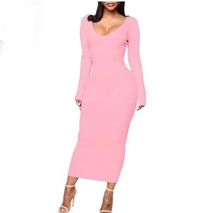 Women's Off Shoulder Long Sleeves Sexy Knit Bodycon Sweater Dress